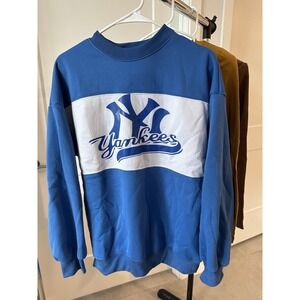 set of three sweaters. white, blue, brown. multi-brand. size s. (c120)